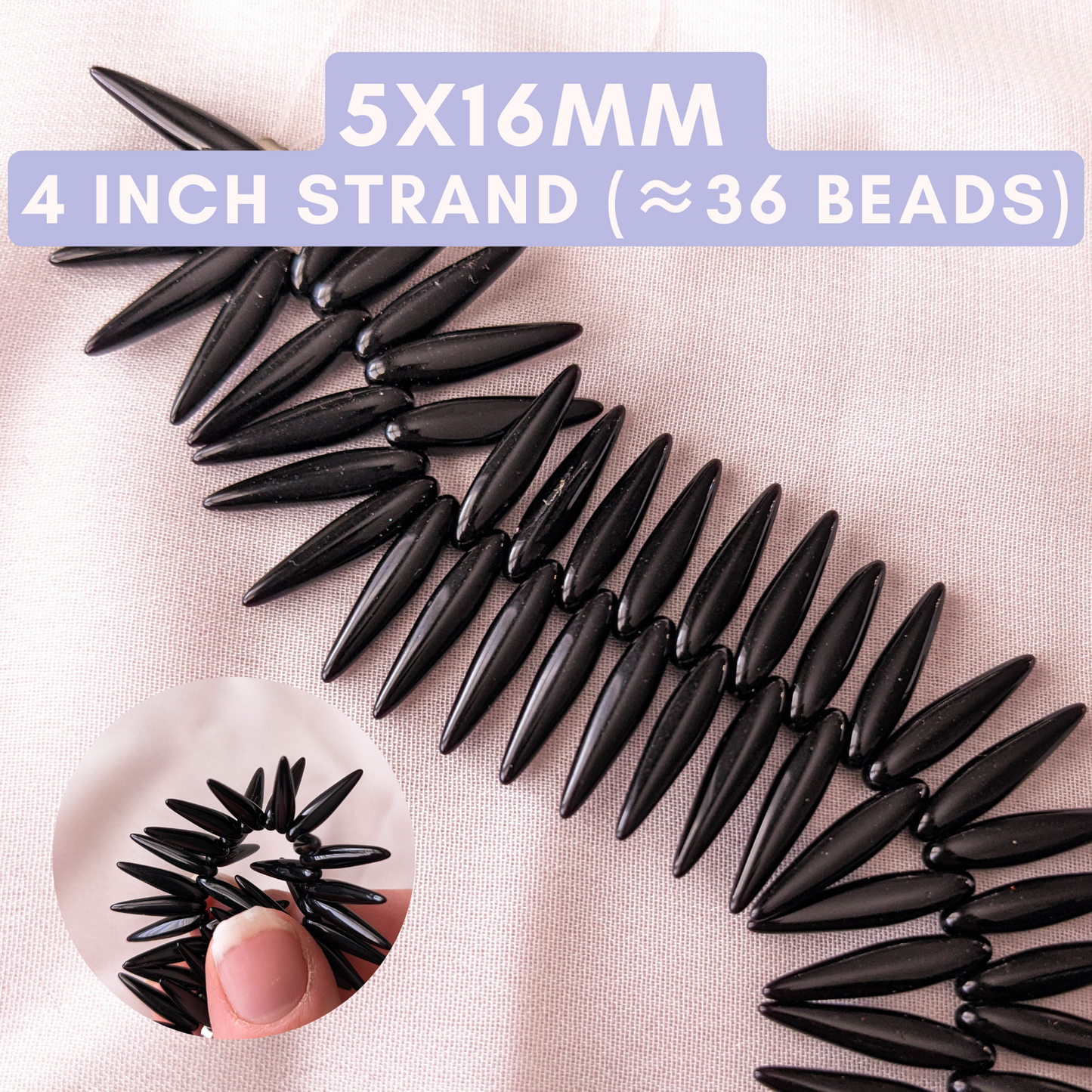 Glossy Black - 5x16mm Thorns