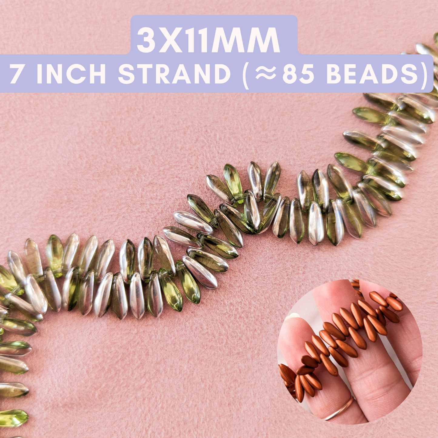 Peridot Half Silver - 3x11mm Mini Daggers