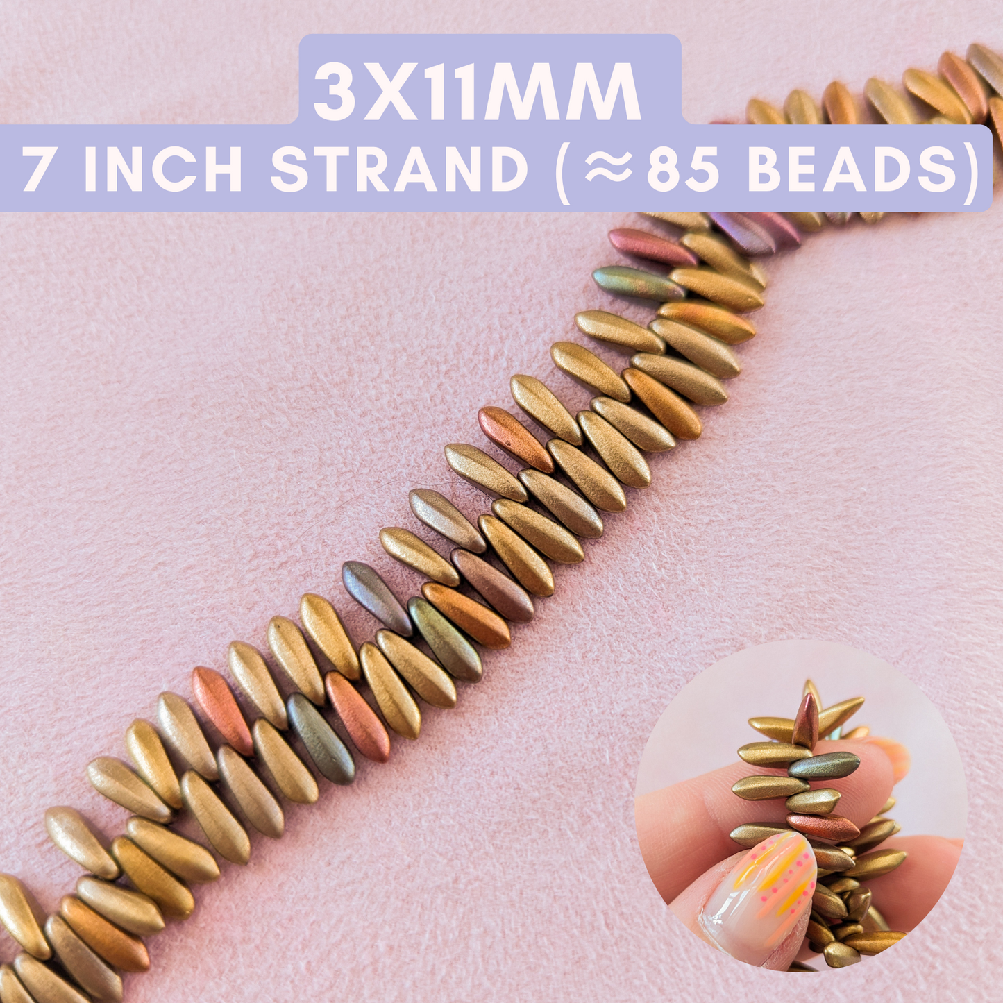 Silky Matte Golden - 3x11mm Mini Daggers