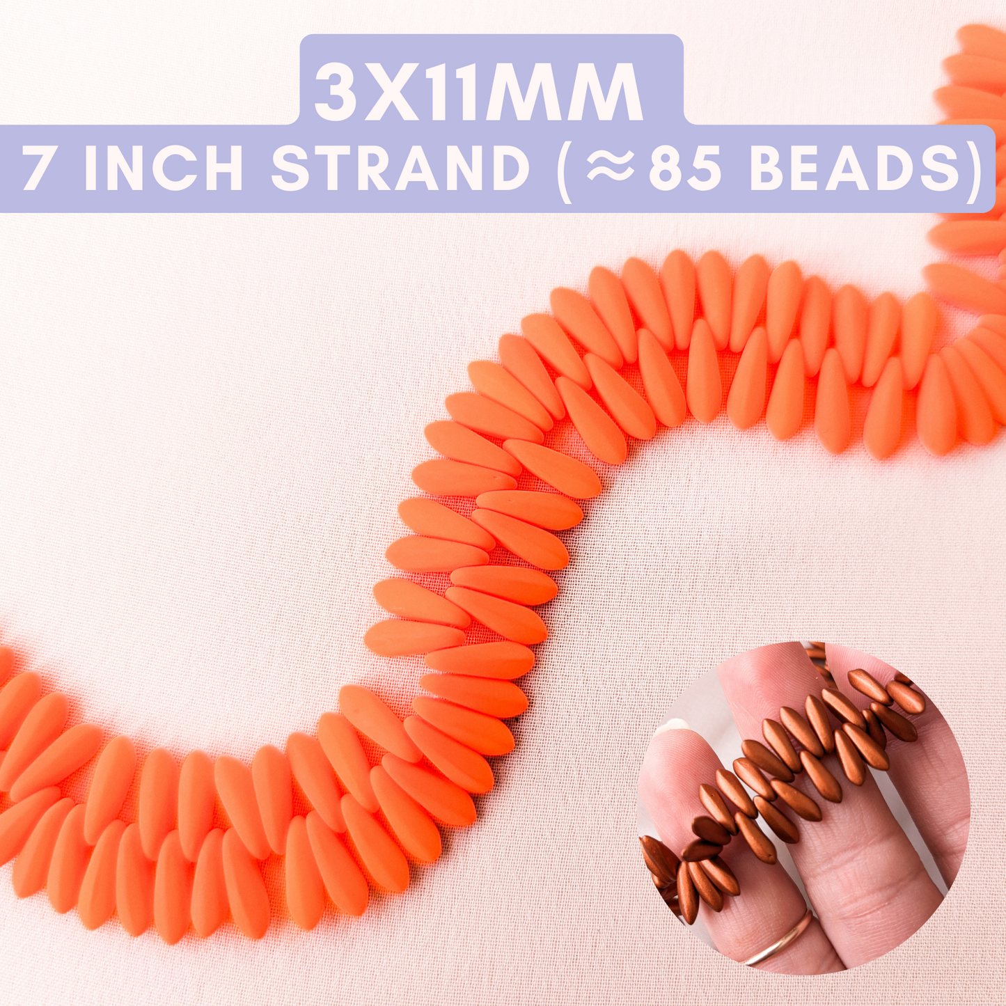 Matte Neon Orange- 3x11mm Mini Daggers