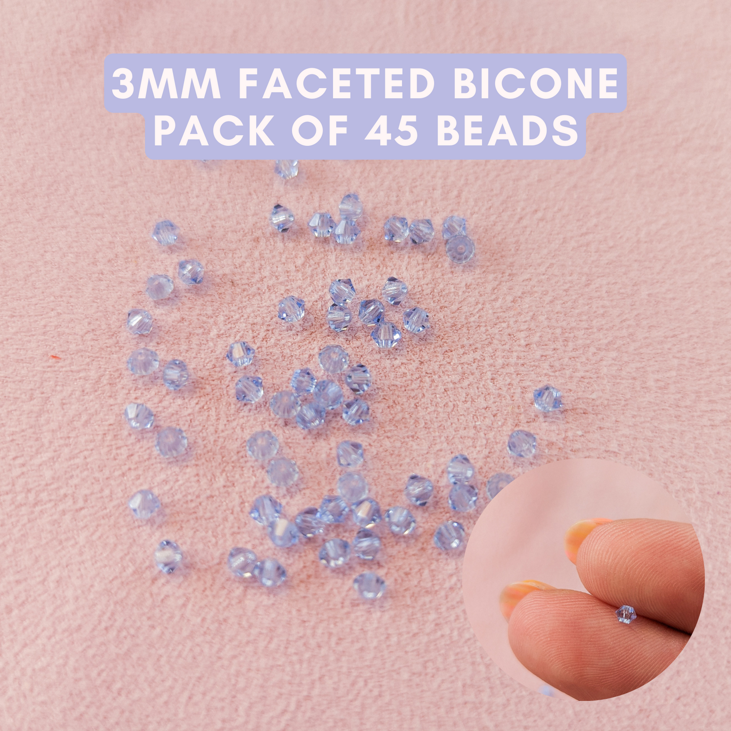 Light Sapphire - 3mm - Pack of 45 - Faceted Bicone