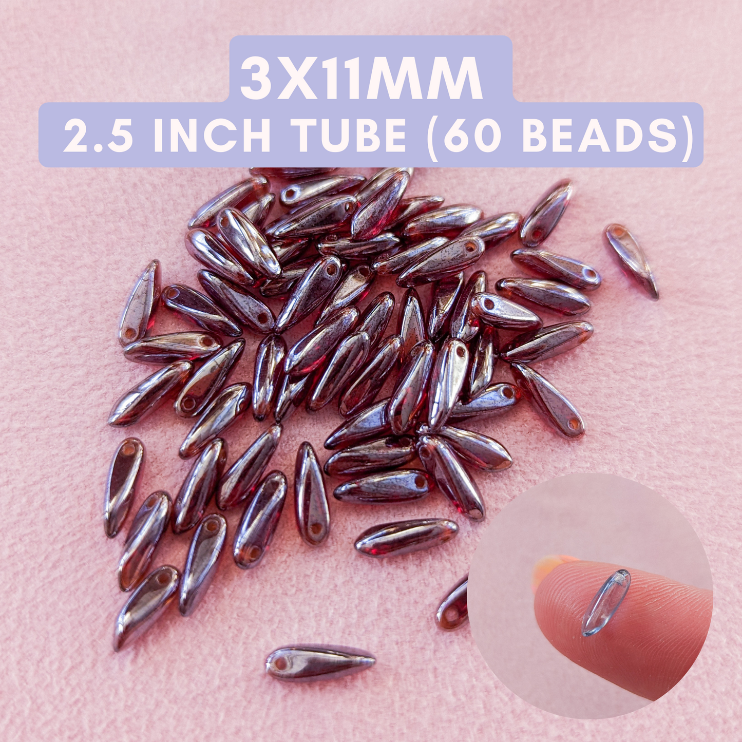 Garnet Shimmer - 3x11mm Mini Daggers