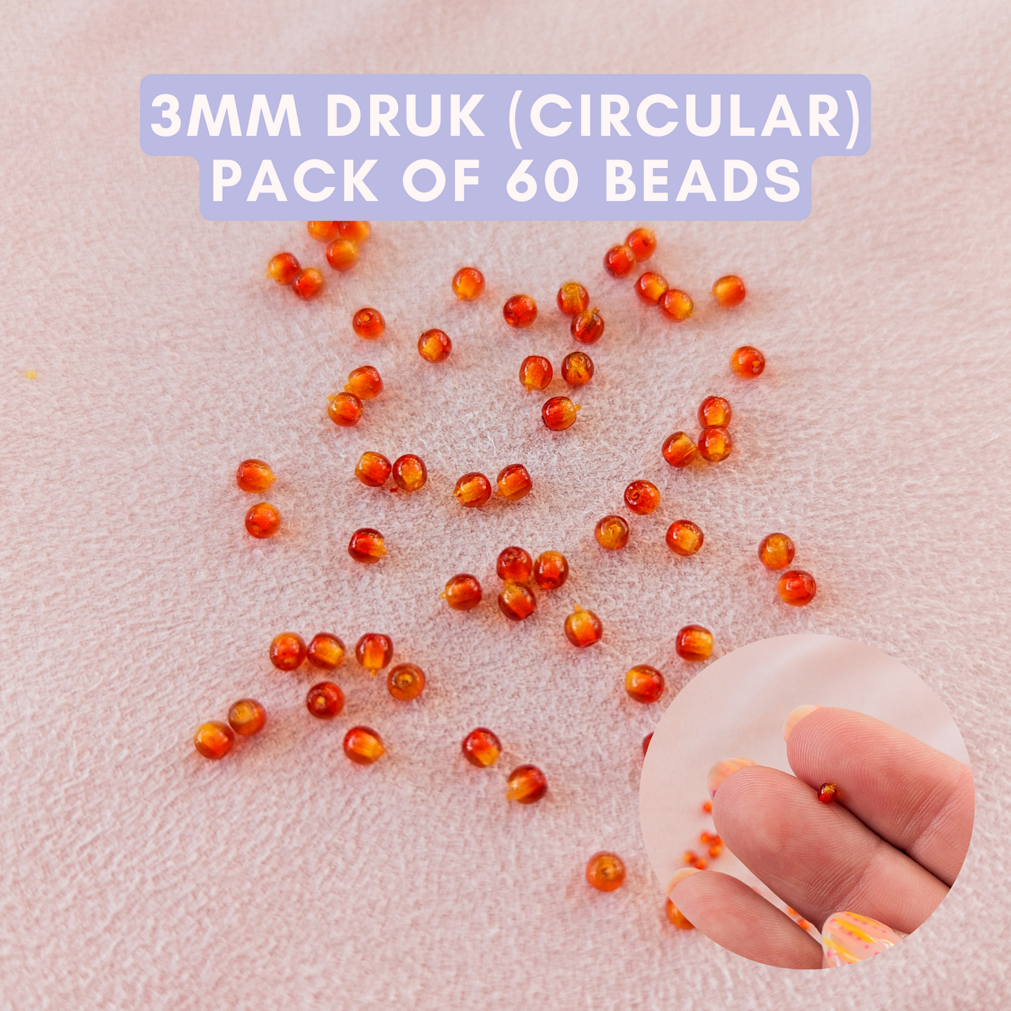 Fire Opal - 3mm Round - Pack of 60 - Round Druk