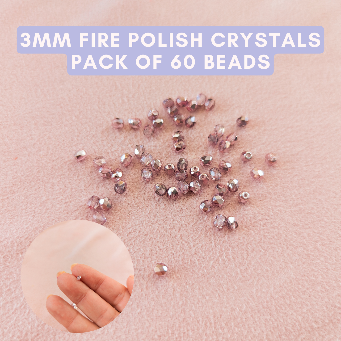 Flamingo Metallic Ice - 3mm - Pack of 60 - Fire Polish Faceted Crystals