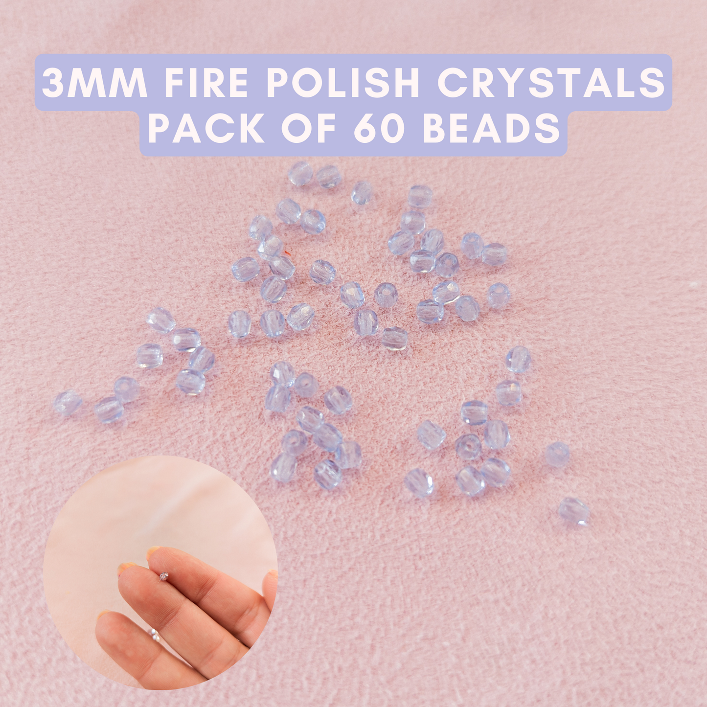 Extra Light Sapphire - 3mm - Pack of 60 - Fire Polish Faceted Crystals
