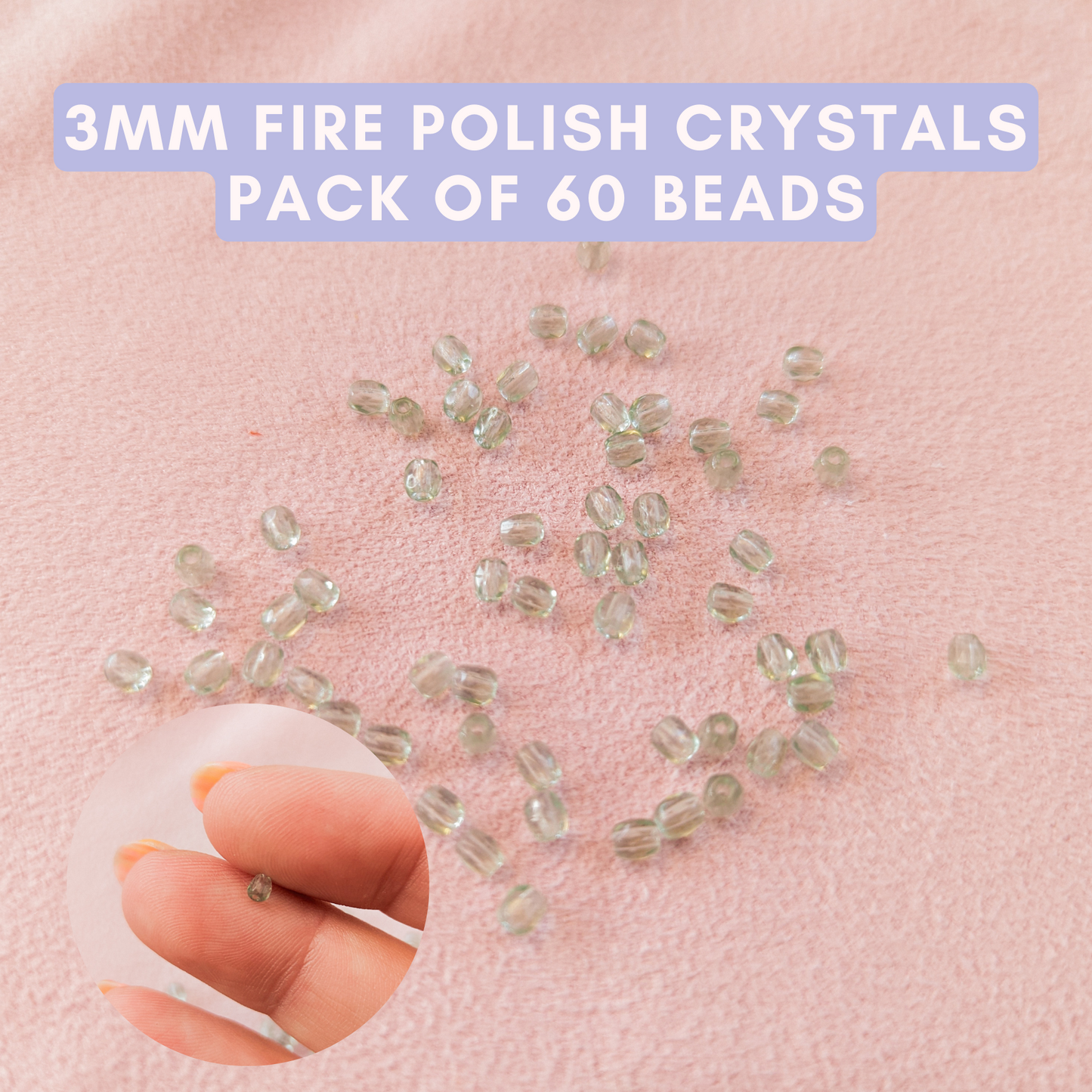 Green Tourmaline - 3mm - Pack of 60 - Fire Polish Faceted Crystals