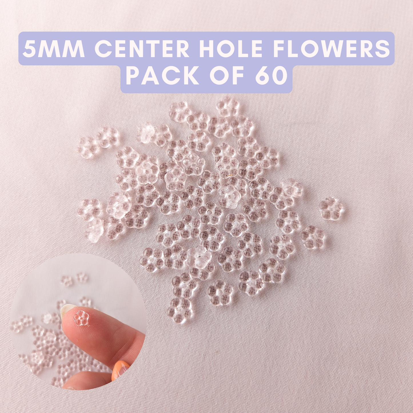 Flowers - Pink - 5mm with Center Hole