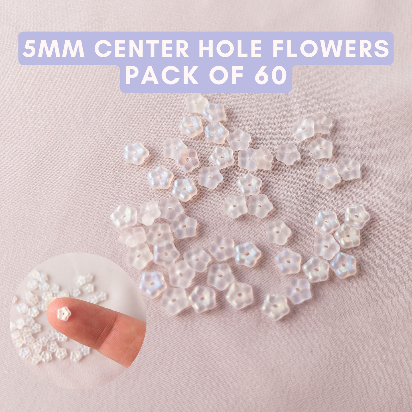 Flowers - Frosted Crystal AB - 5mm with Center Hole