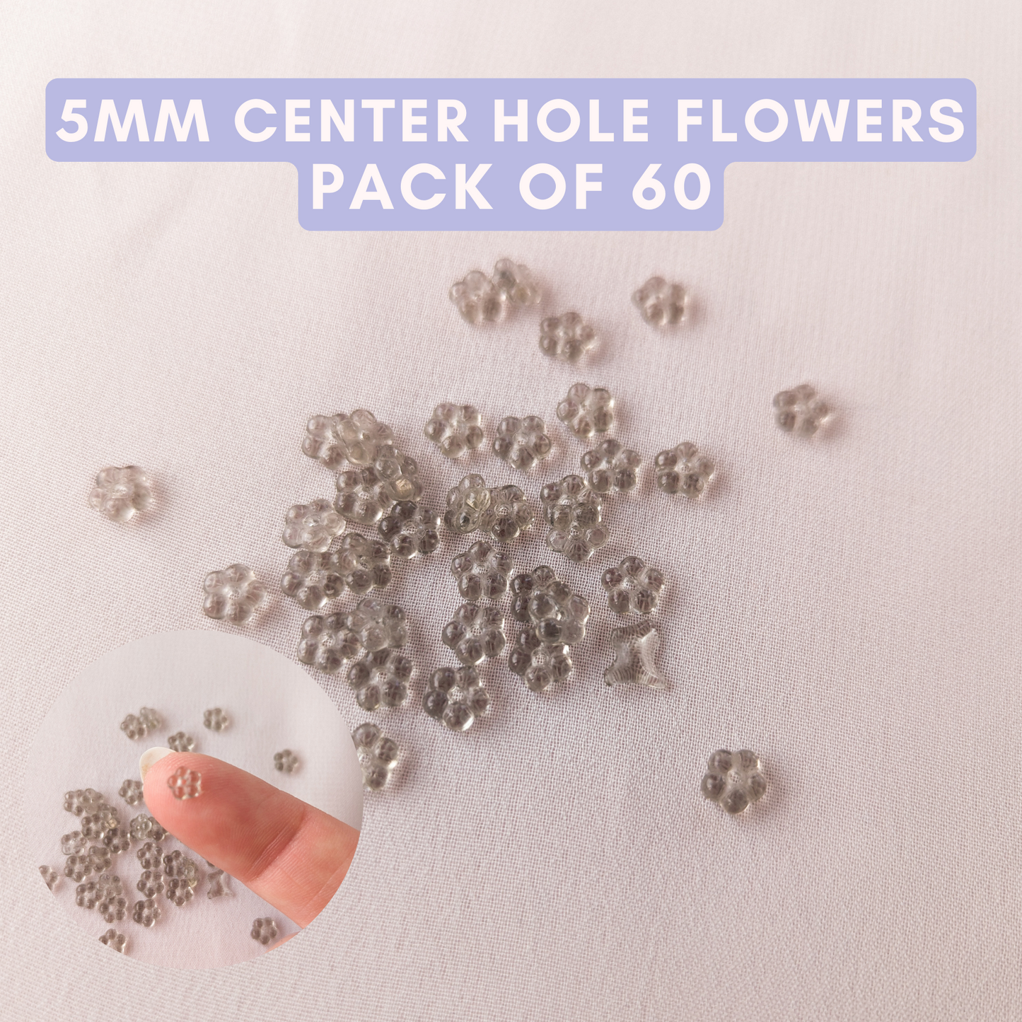 Flowers - Black Diamond (Warm Gray) - 5mm with Center Hole