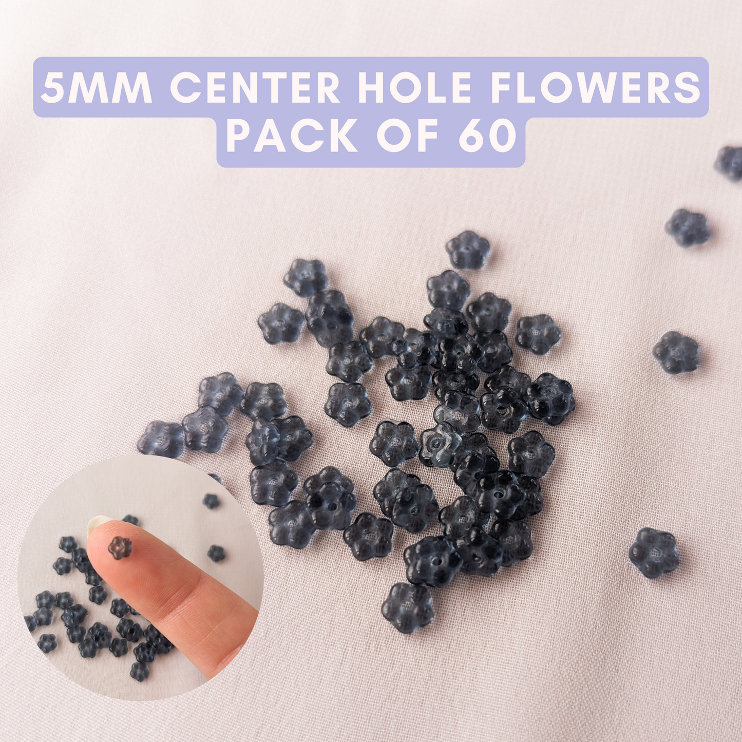 Flowers - Montana Sapphire - 5mm with Center Hole