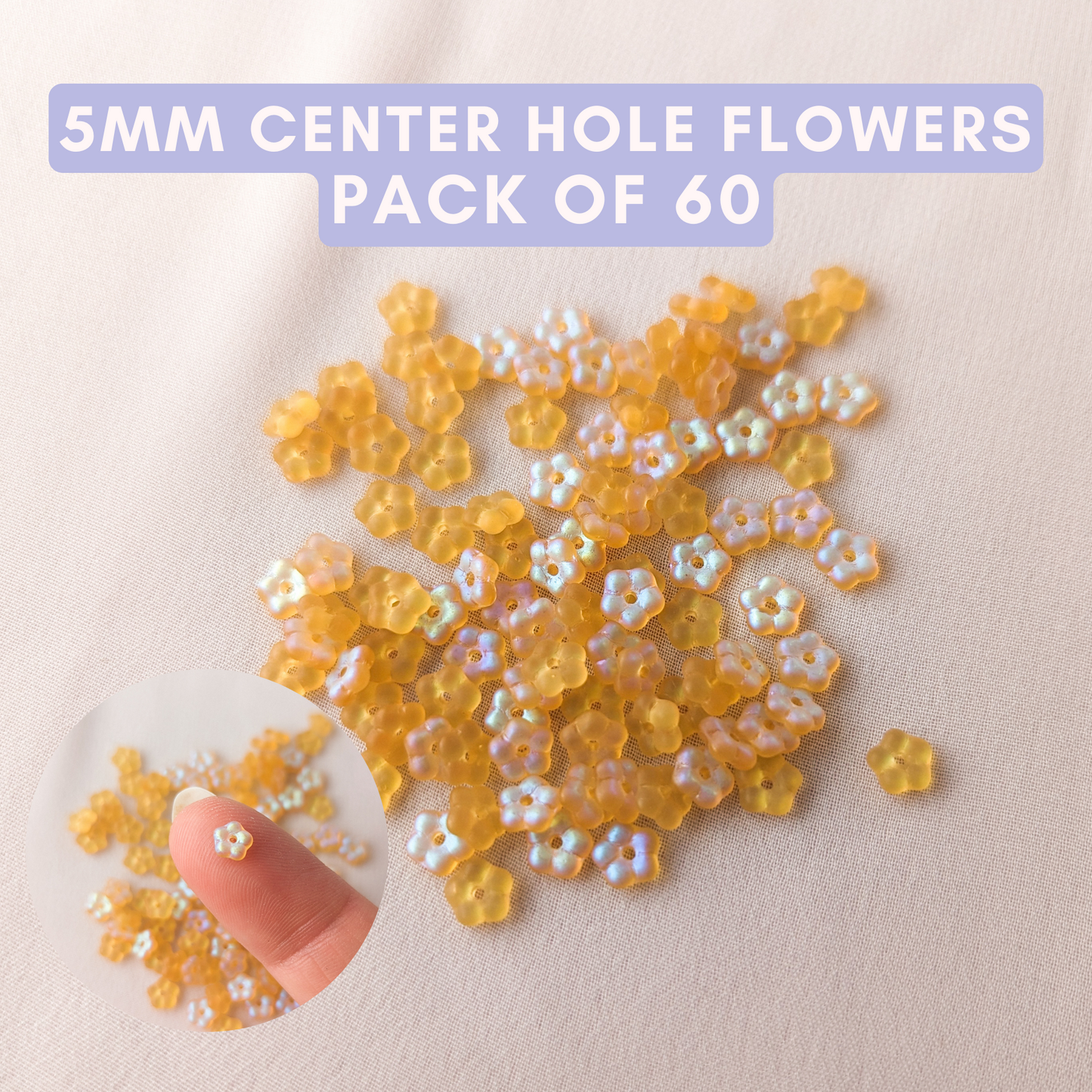 Flowers - Frosted Topaz AB - 5mm with Center Hole