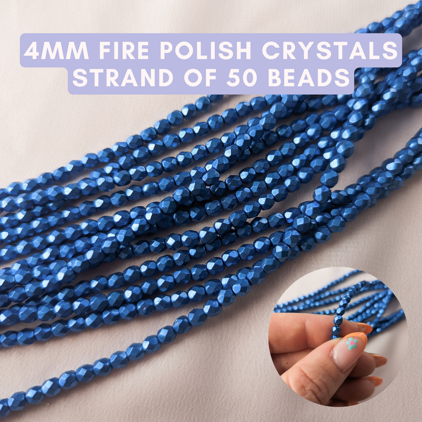 Saturated Metallic Marina Cobalt - 4mm - Fire Polish Faceted Crystals