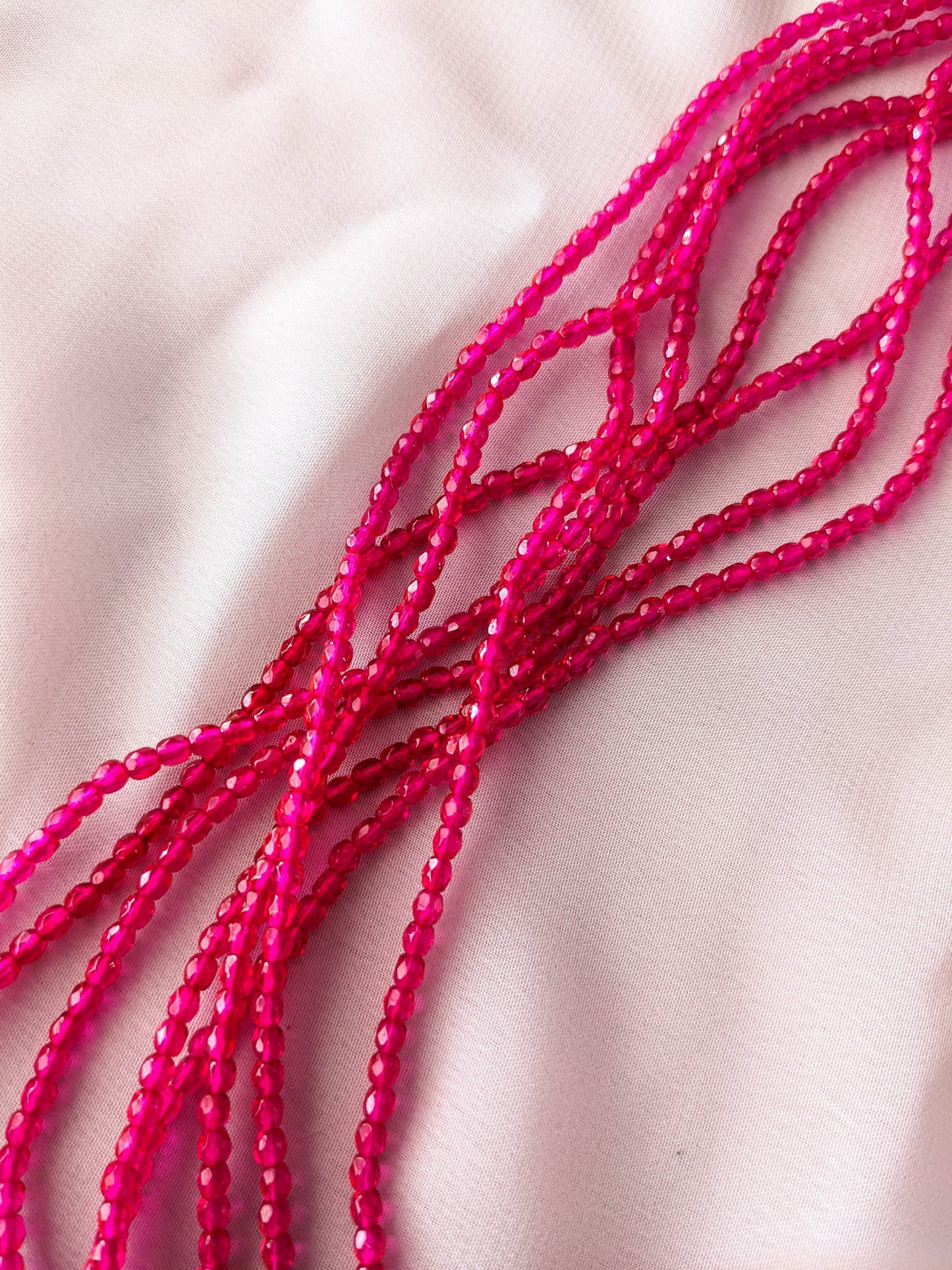 Iced Neon Hot Pink - 3mm - Fire Polish Faceted Crystals