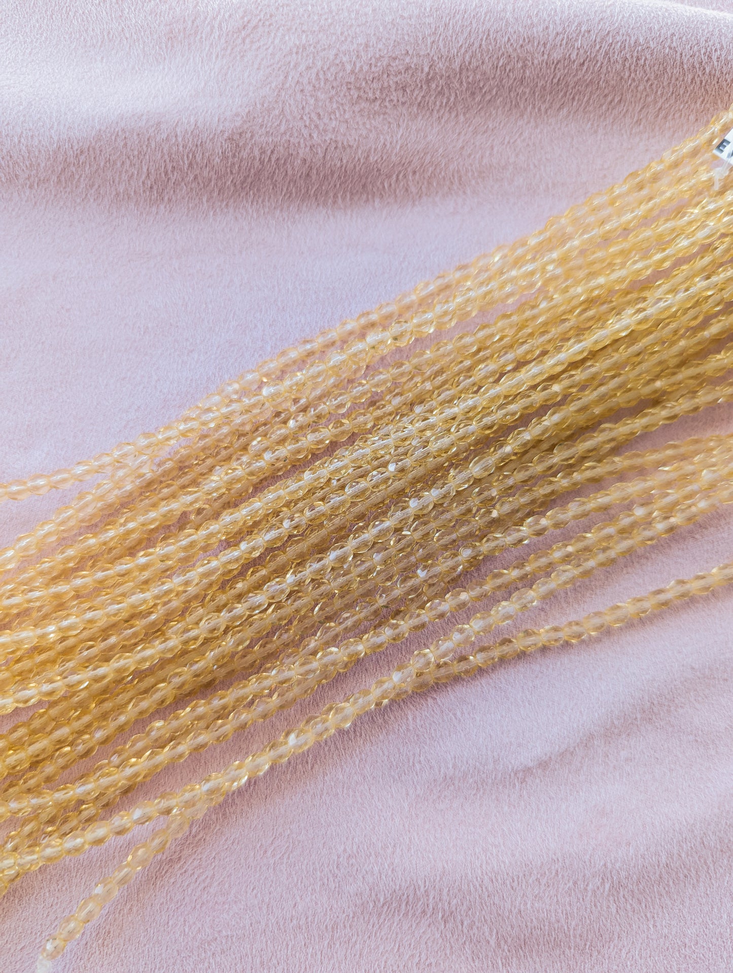 Honey - 4mm - 7 inch Strand - Fire Polish Faceted Crystals