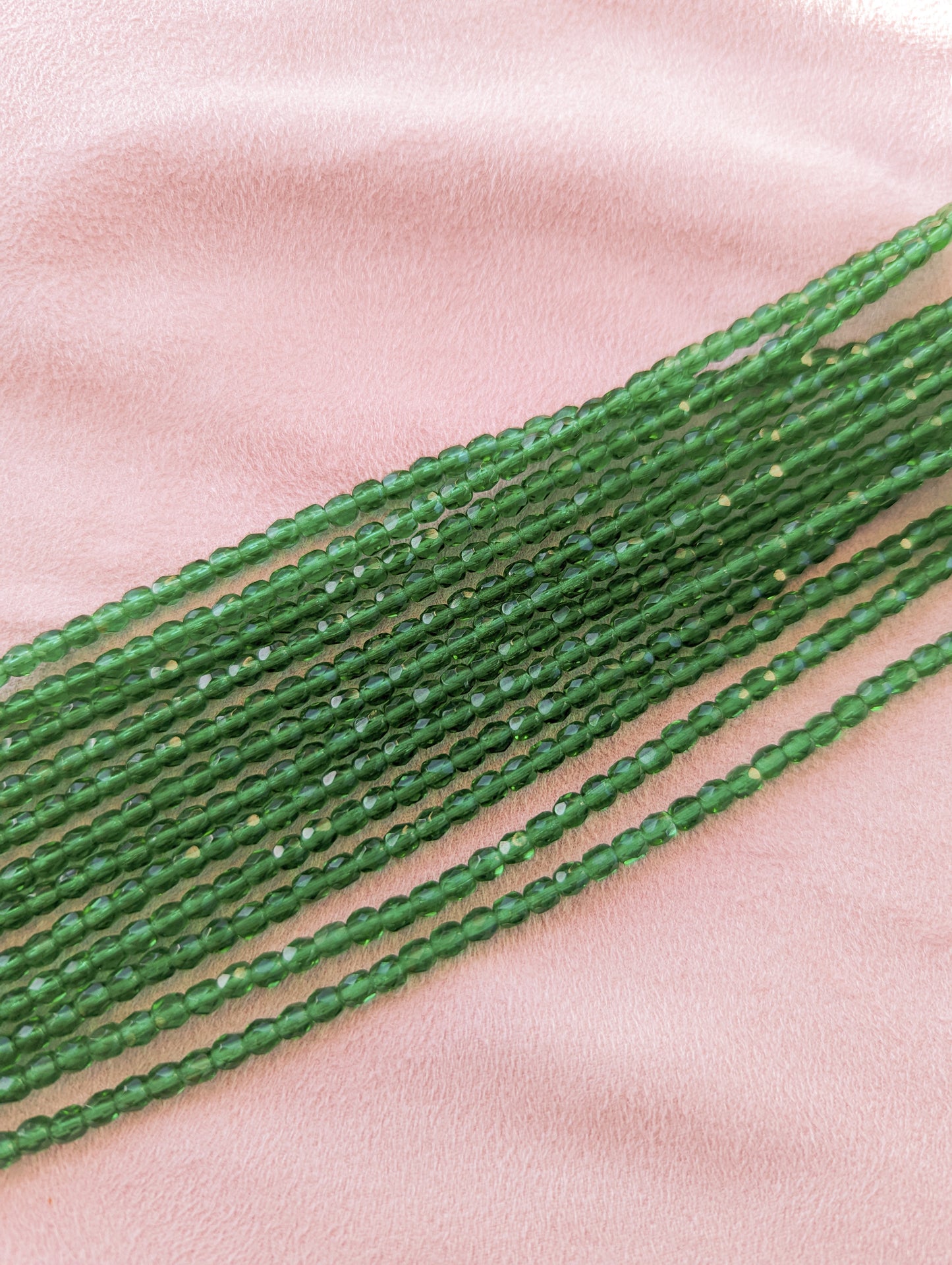 Bottle Green - 4mm - 7 inch Strand - Fire Polish Faceted Crystals