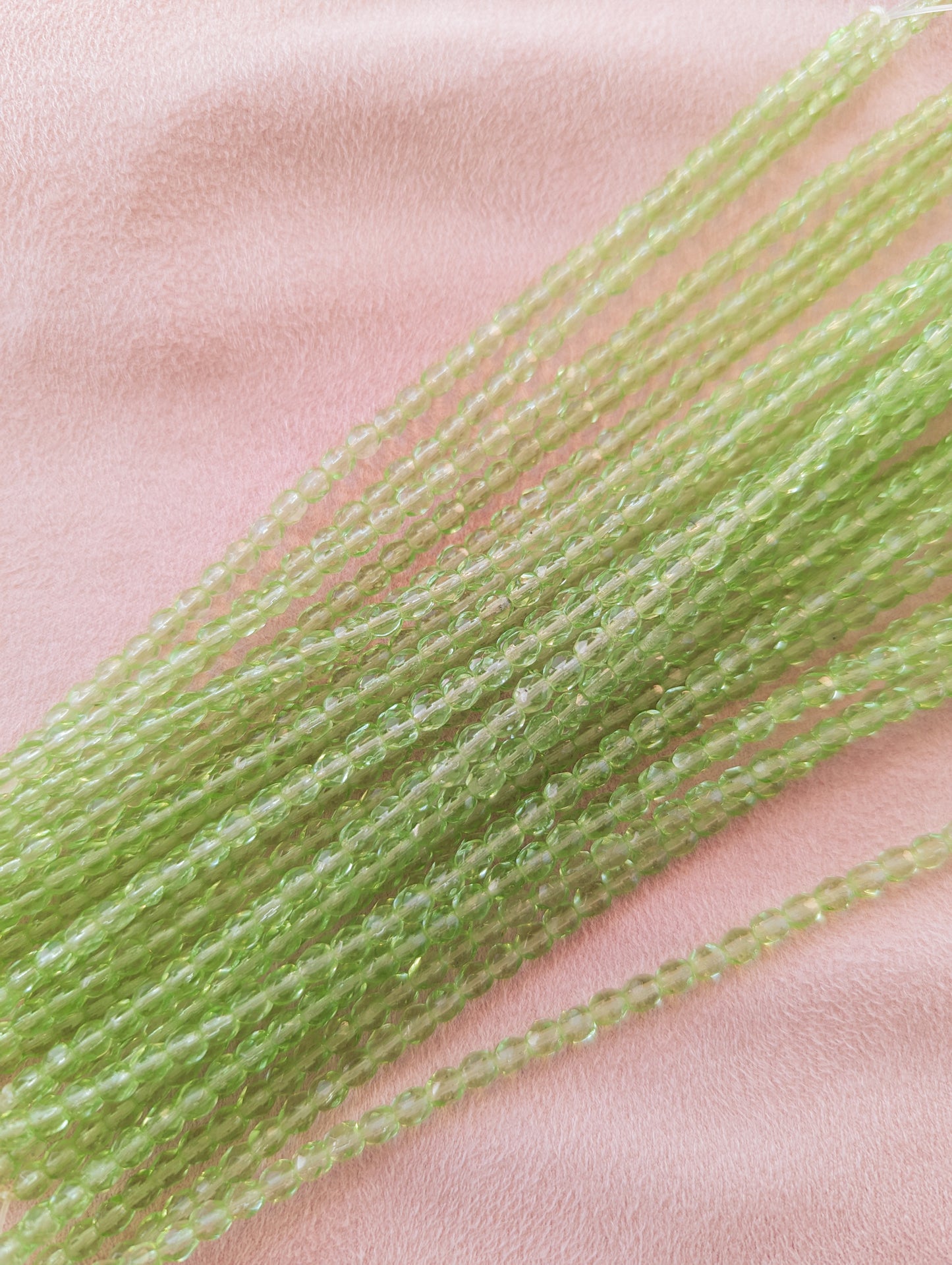 Light Peridot - 4mm - 7 inch Strand - Fire Polish Faceted Crystals