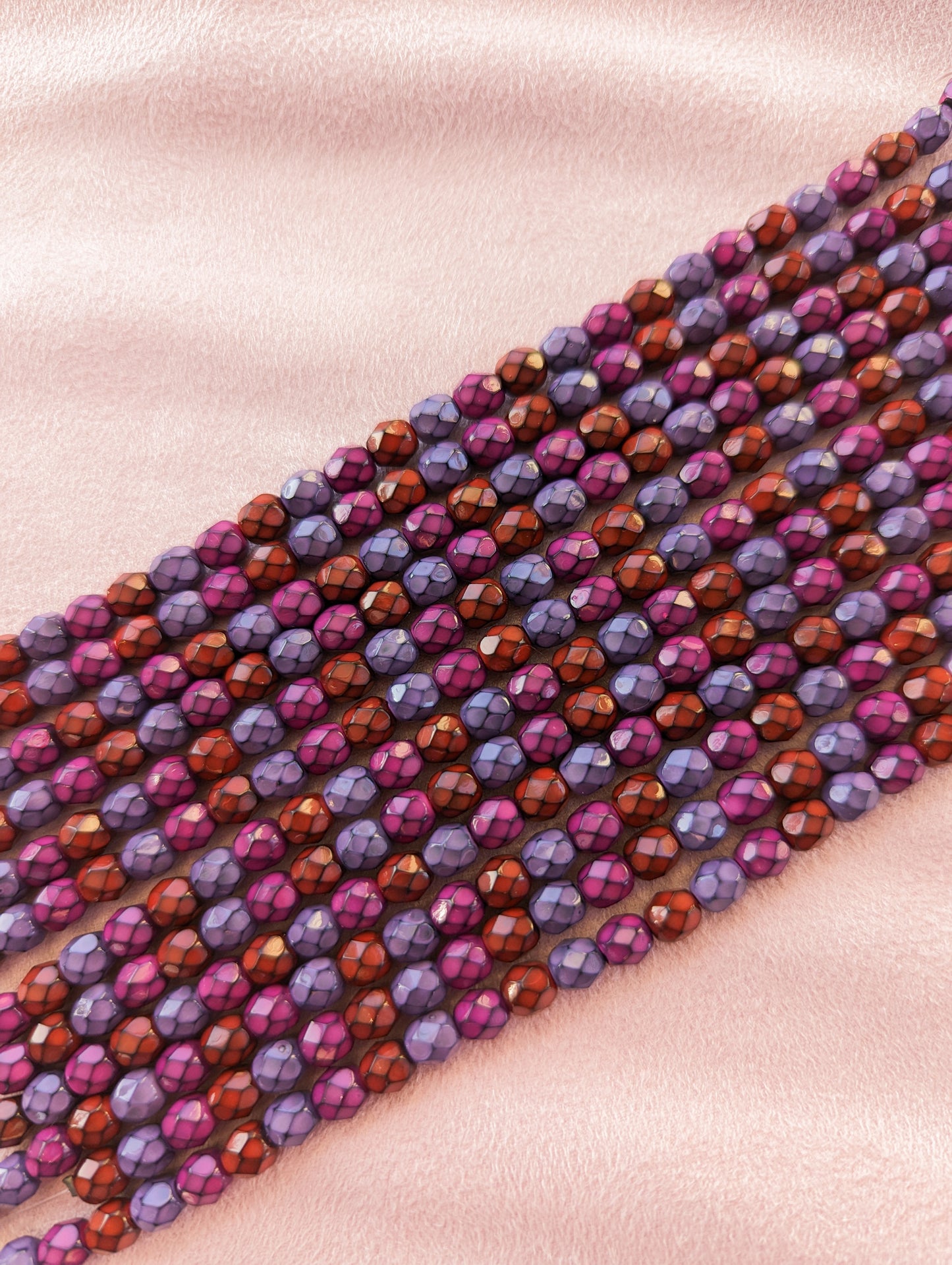 Berry Snake - 6mm - 7 inch Strand - Fire Polish Faceted Crystals