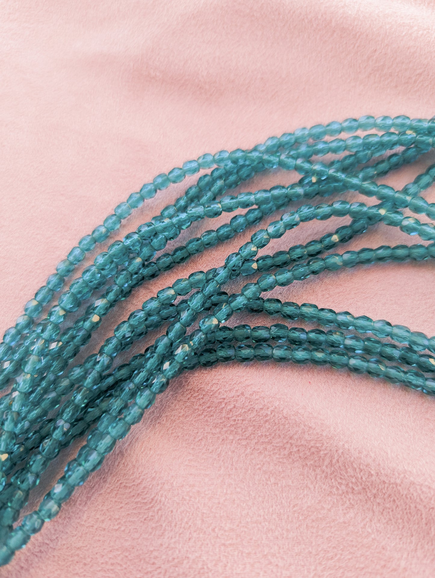 Blue Zircon (Teal) - 4mm - 7 inch Strand - Fire Polish Faceted Crystals