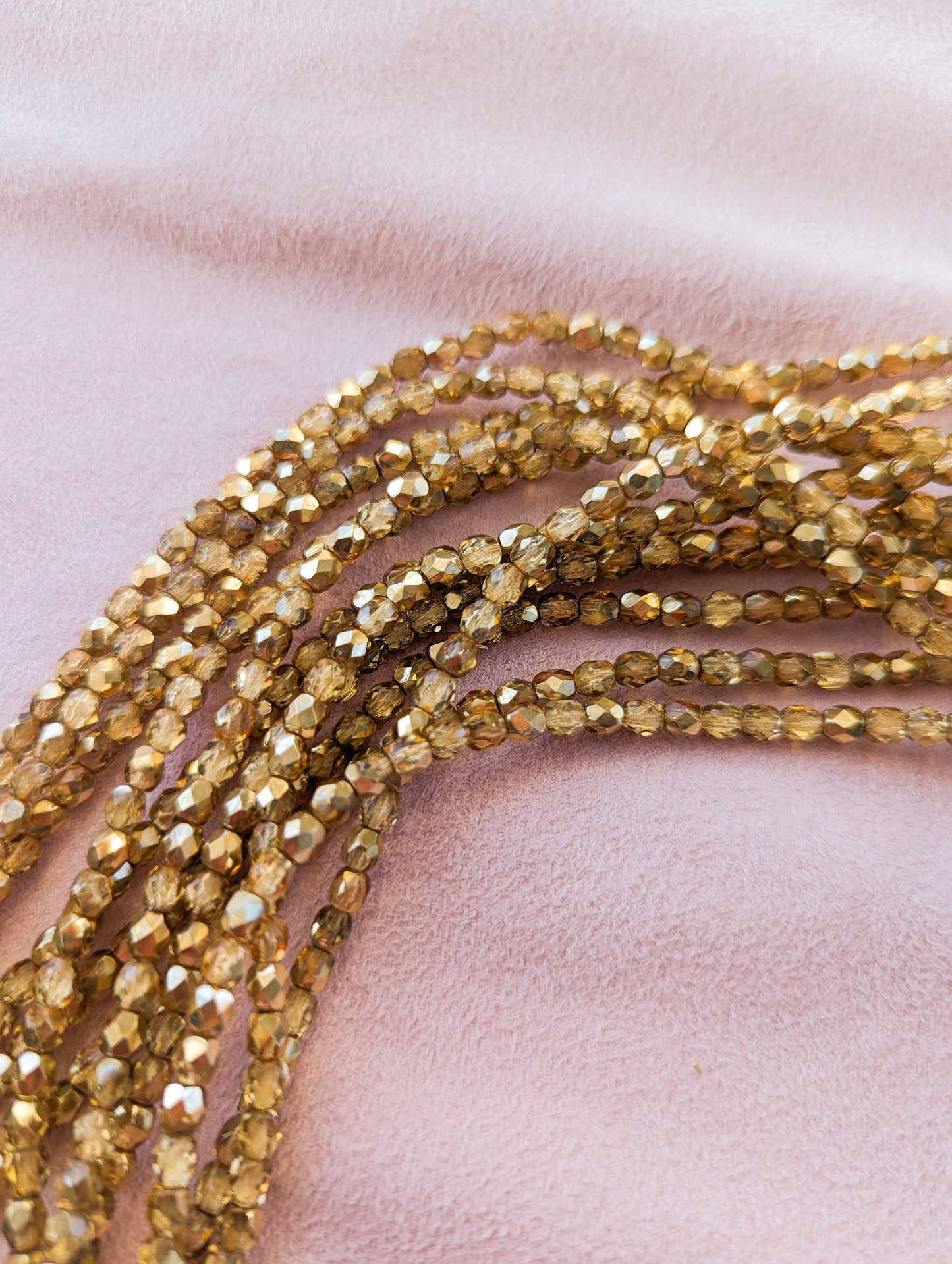 Apricot Metallic Ice - 4mm - 7 inch Strand - Fire Polish Faceted Crystals