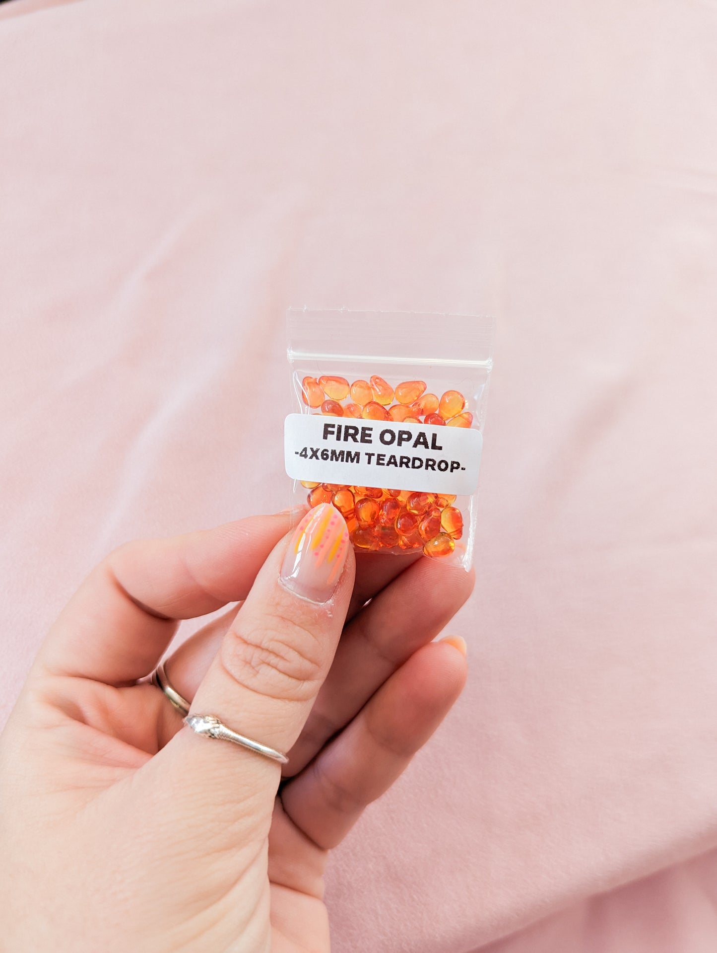 Fire Opal - 4x6mm - Glass Teardrop