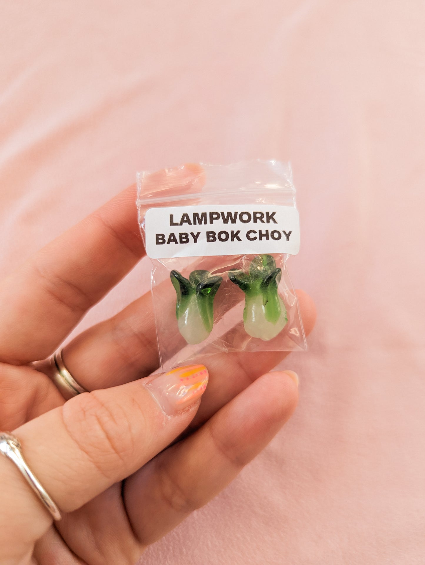 Baby Bok Choy - Lampwork Glass - Pack of 2
