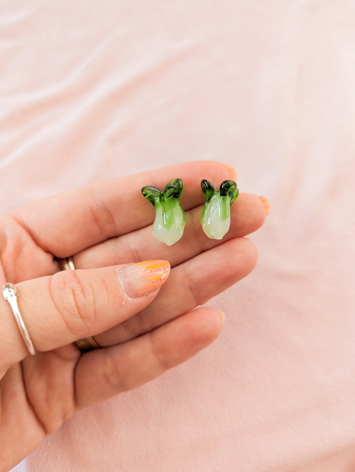Baby Bok Choy - Lampwork Glass - Pack of 2