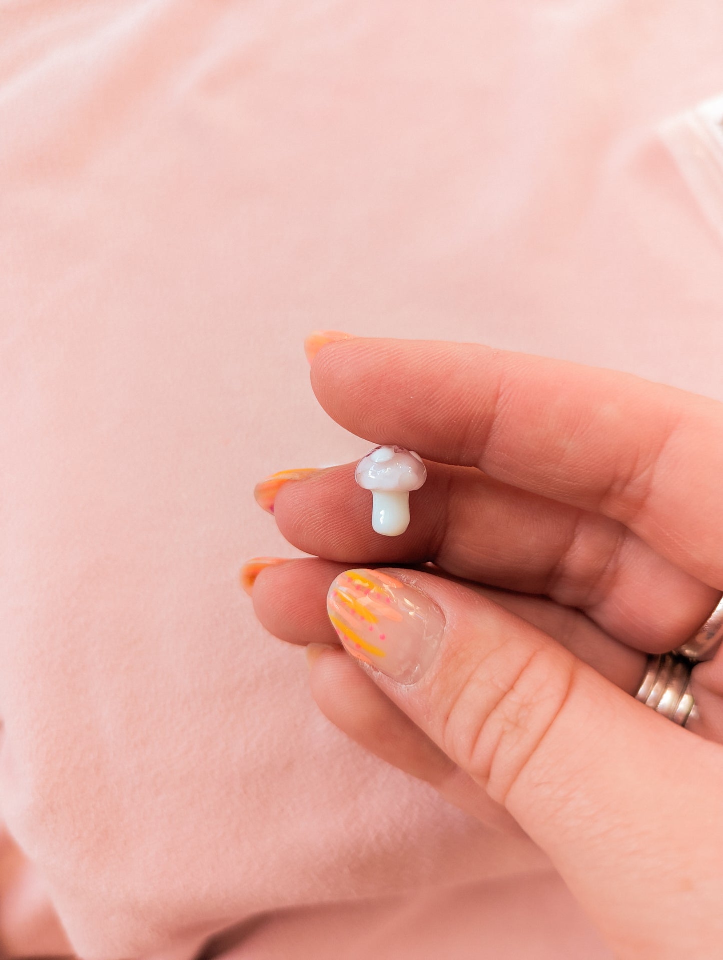 Mini Pink Mushies - Lampwork Glass - Pack of 6