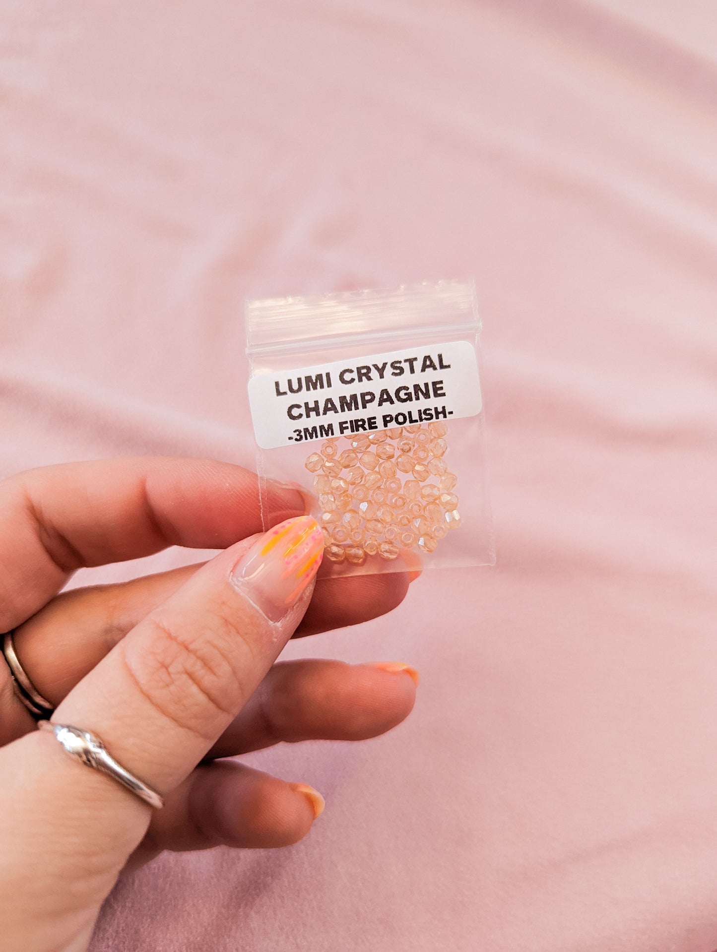Lumi Crystal Champagne - 3mm - Pack of 60 - Fire Polish Faceted Crystals