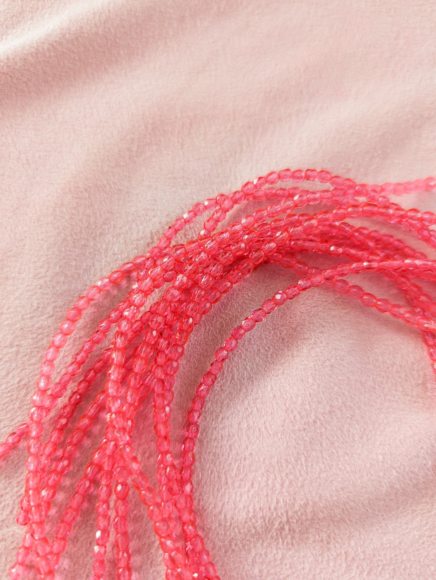 Rose Pink - 3mm - 7 inch Strand - Fire Polish Faceted Crystals