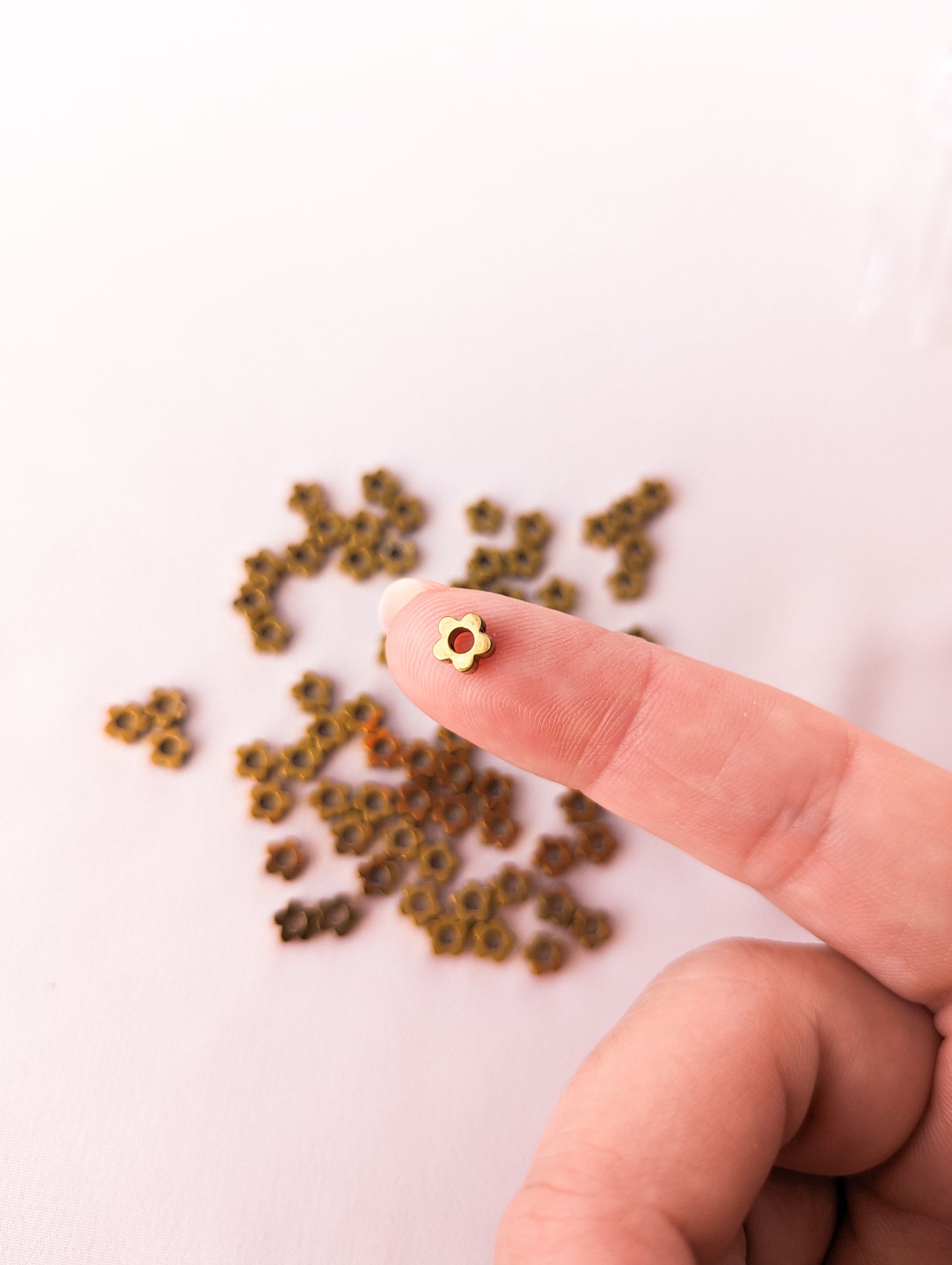 Bronze - Daisy Bead - Hollow - 6mm Hematite Grade AAA