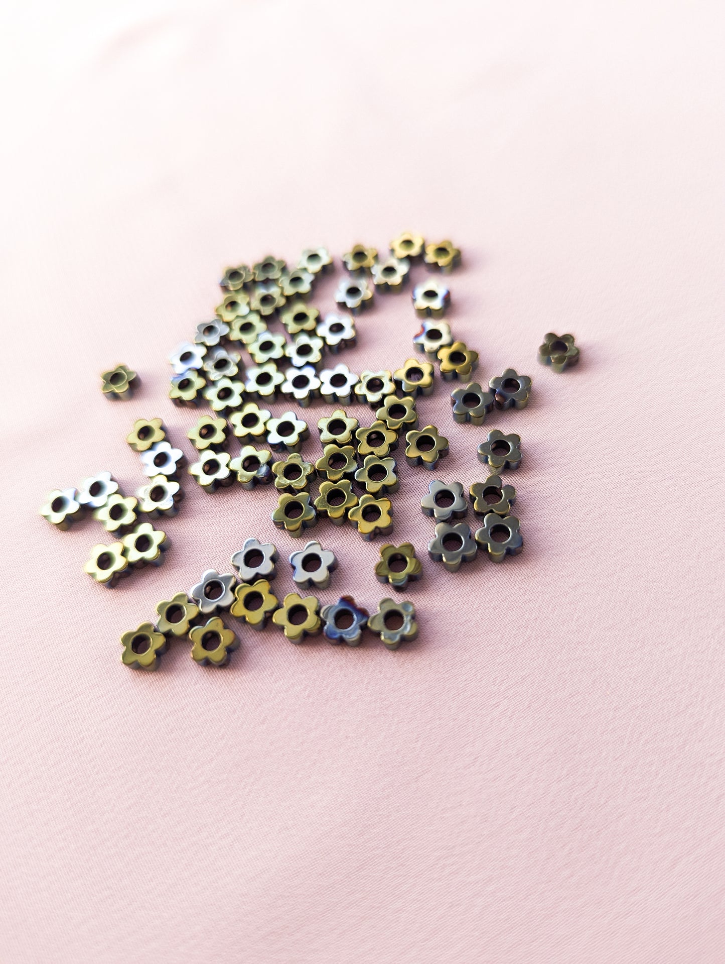 Green - Daisy Bead - Hollow - 6mm Hematite Grade AAA