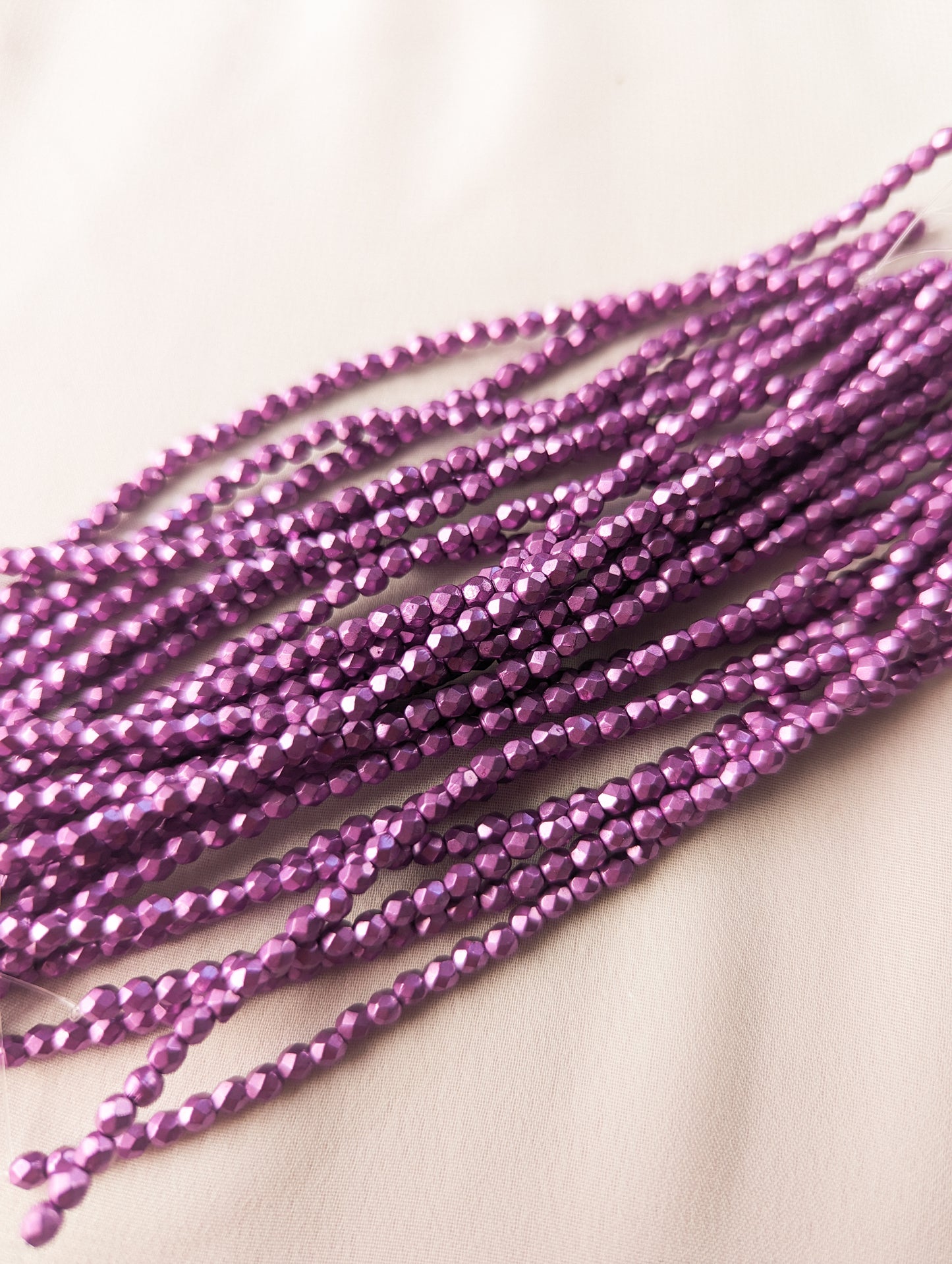 Saturated Metallic Spring Crocus - 3mm - Strand of 50 - Fire Polish Faceted Crystals