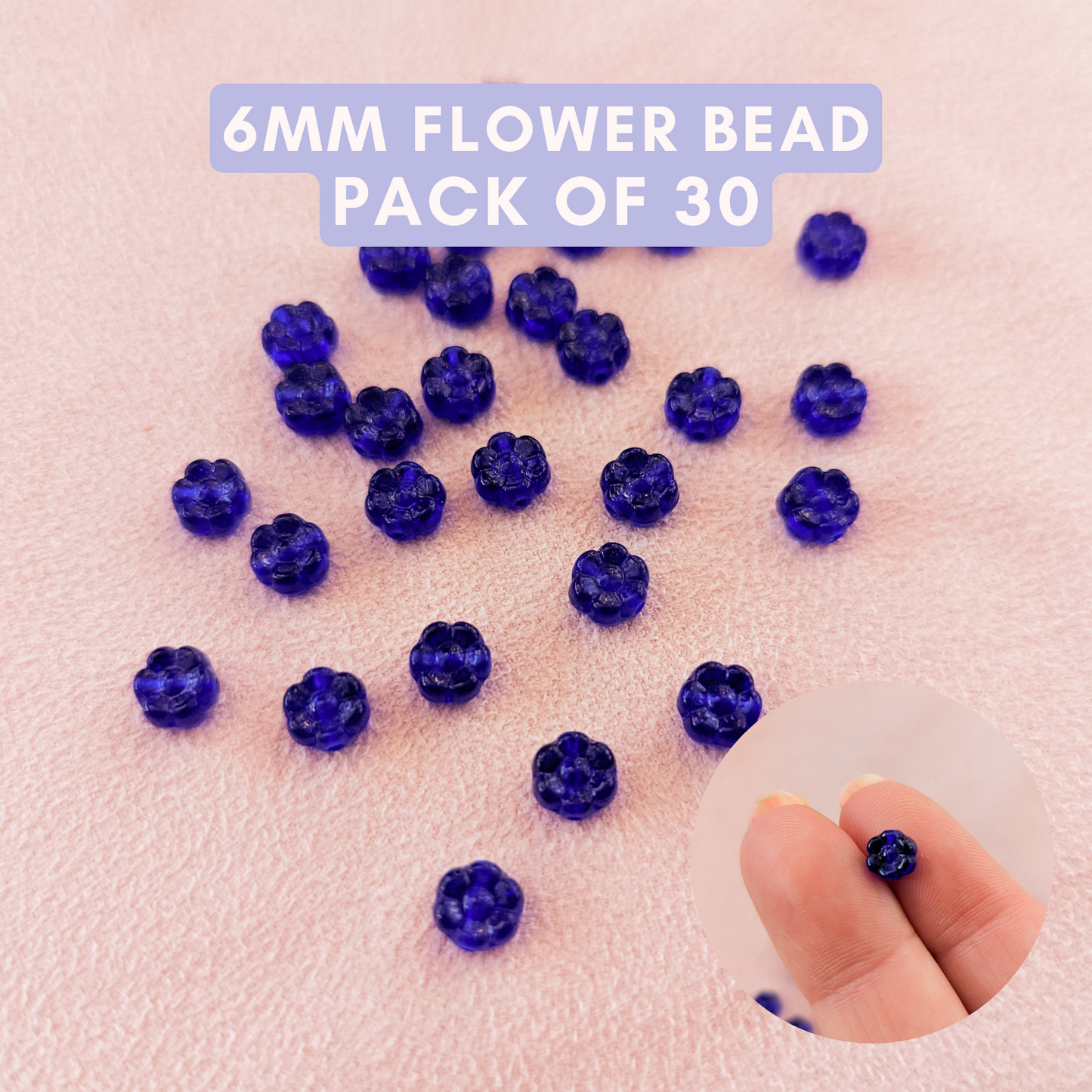 Flowers - Cobalt - 6mm Bead