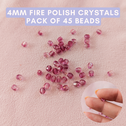 French Fuchsia Swirl - 4mm - Fire Polish Faceted Crystals