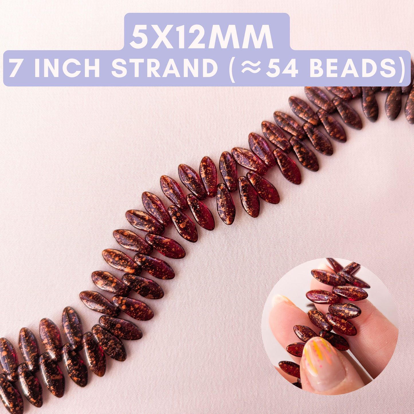 Garnet Copper Speckle - 5x12mm Daggers