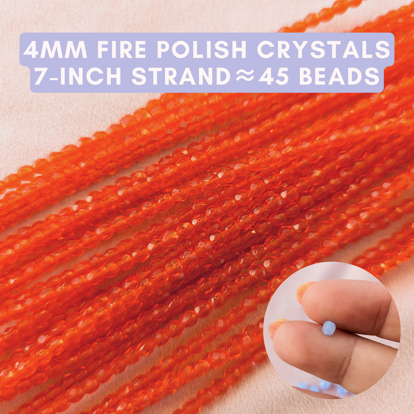 Dark Hyacinth - 4mm - 7 inch Strand - Fire Polish Faceted Crystals
