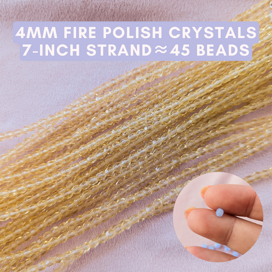 Honey - 4mm - 7 inch Strand - Fire Polish Faceted Crystals