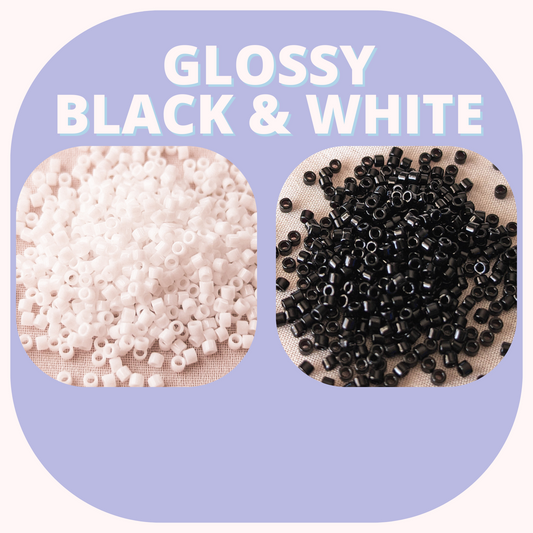 Glossy Black & White - Miyuki Delicas
