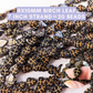 Birch Leaf - Black and Gold - 7 inch Strand - Czech Glass