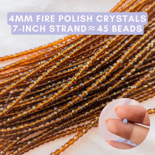 Madeira Topaz - 4mm - 7 inch Strand - Fire Polish Faceted Crystals
