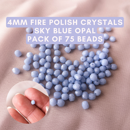 Sky Blue Opal - 4mm - Fire Polish Faceted Crystals