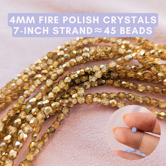 Apricot Metallic Ice - 4mm - 7 inch Strand - Fire Polish Faceted Crystals