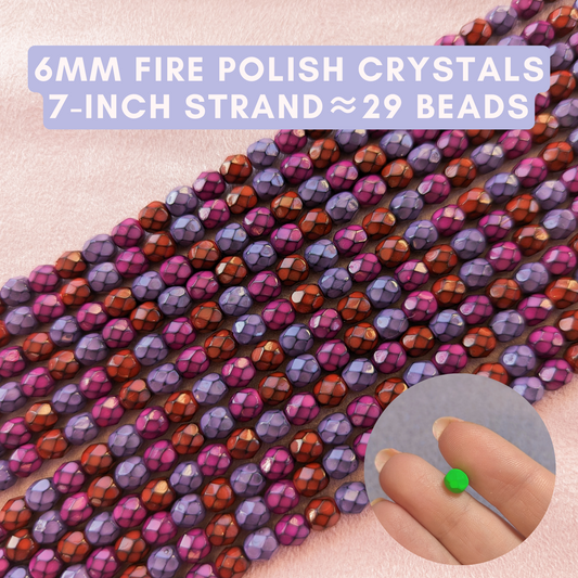 Berry Snake - 6mm - 7 inch Strand - Fire Polish Faceted Crystals