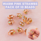 Warm Pink Strawb - Lampwork Glass - Pack of 10