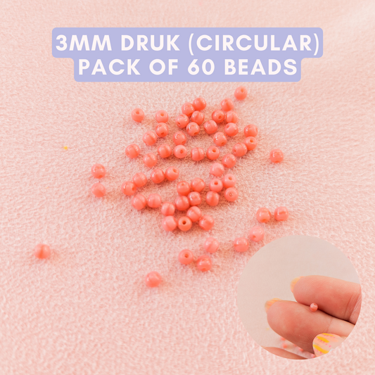 Pink Satin - 3mm Round - Pack of 60 - Round Druk