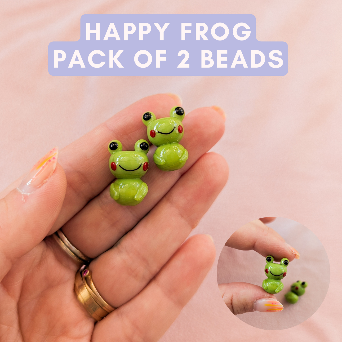 Happy Frog - Lampwork Glass - Pack of 2