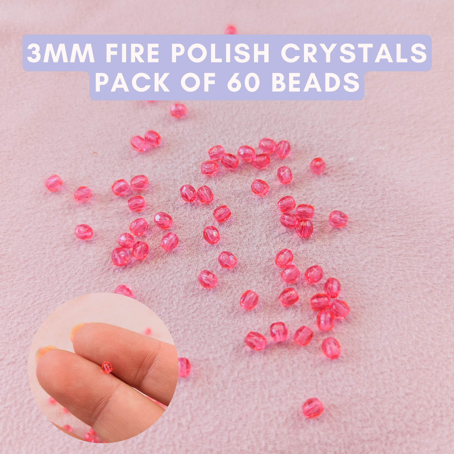 Hot Fuchsia - 3mm - Pack of 60 - Fire Polish Faceted Crystals