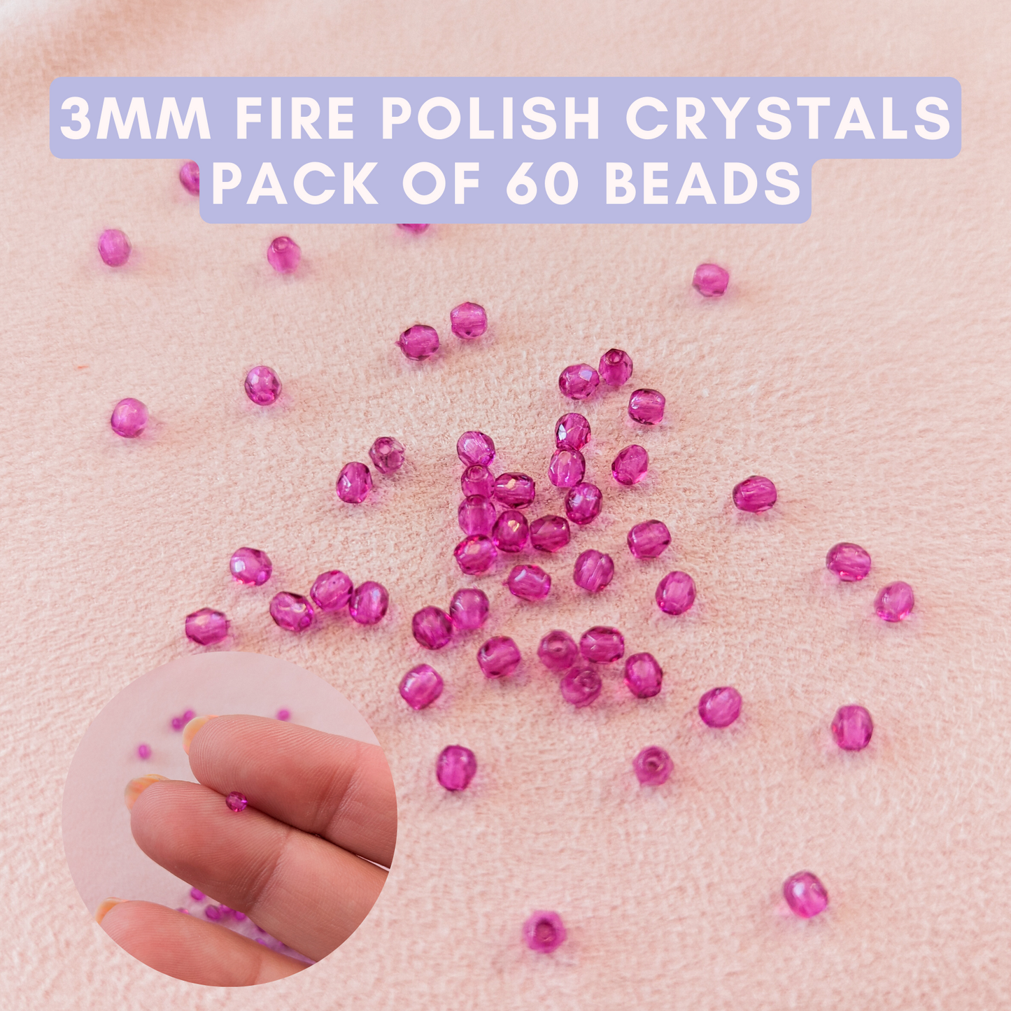 Orchid - 3mm - Pack of 60 - Fire Polish Faceted Crystals