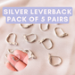 Leverbacks - Silver Plated Brass - 5 Pairs