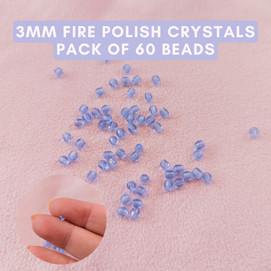 Light Sapphire - 3mm - Pack of 60 - Fire Polish Faceted Crystals